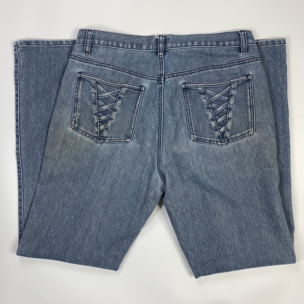 Calvin Klein Criss Cross Pocket Detail Straight Leg Jeans Size 10